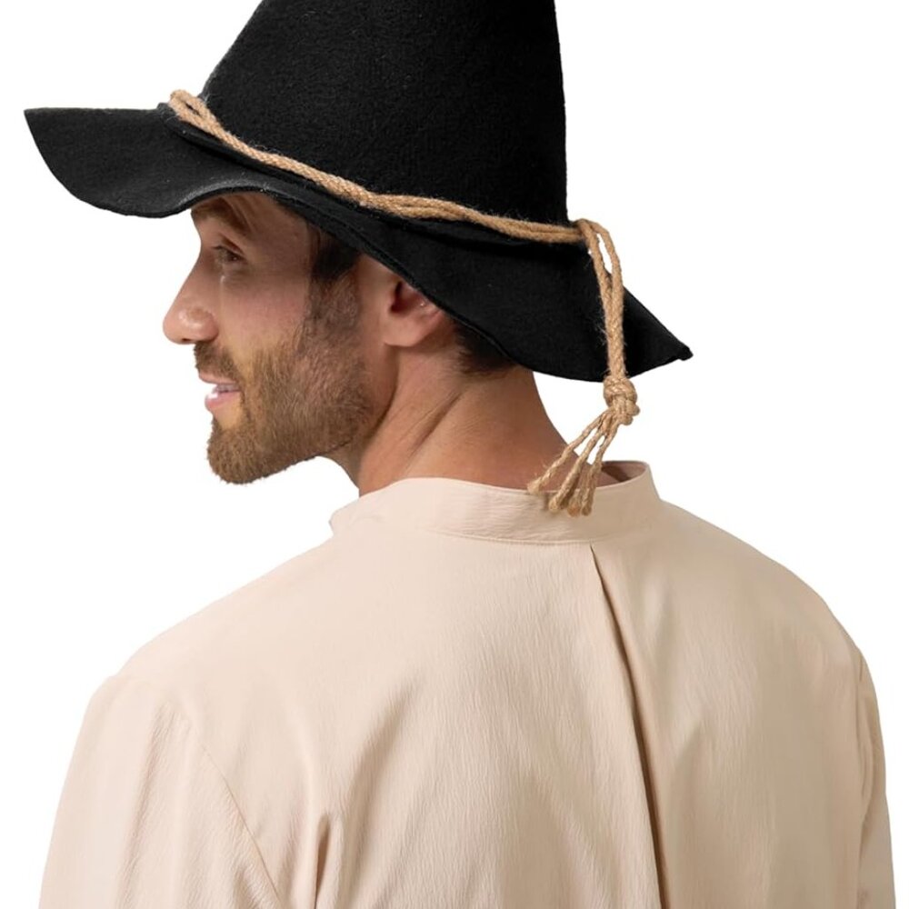 Halloween Scarecrow Hat,Wizard Witch Hats Felt Wide Brim Pointed Hat Costume Acc - Picture 4 of 6